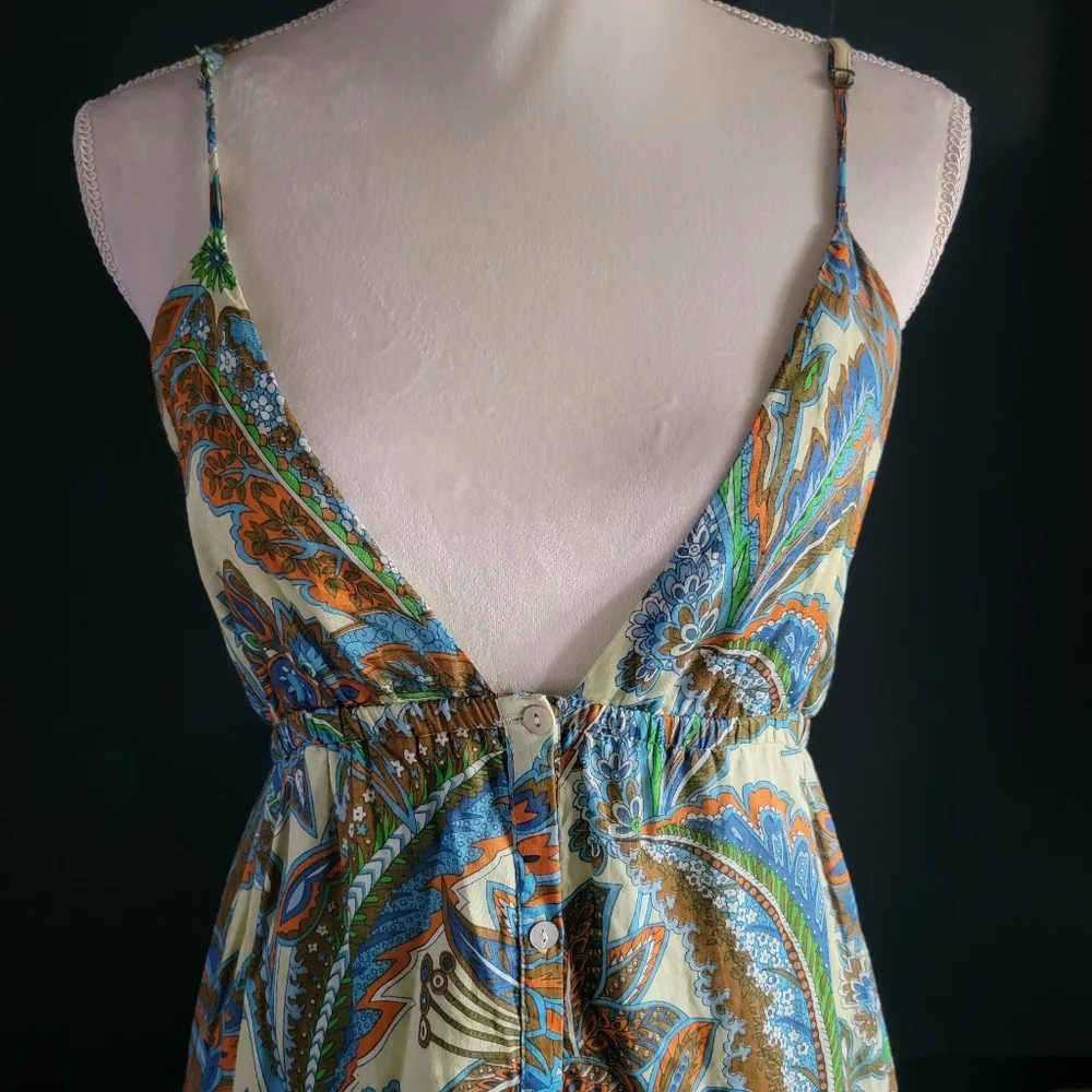 House of Harlow Cutout Tie Empire Waist Floral Paisley Beach Summer‎ Maxi Dress - Picture 4 of 15